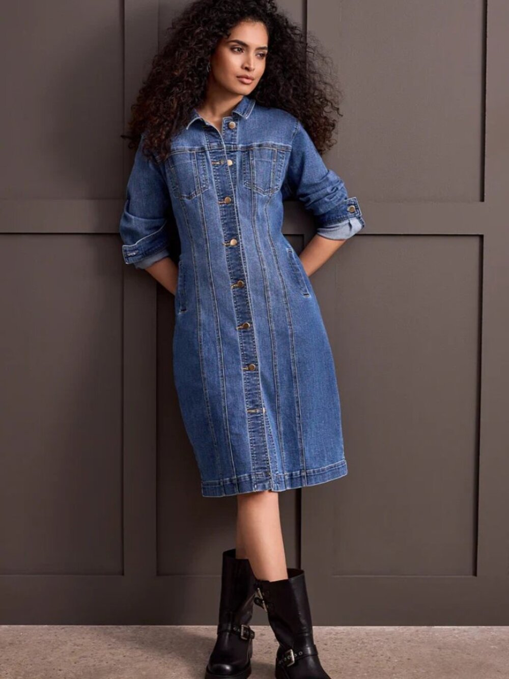 SUPER STRETCH DENIM HOURGLASS DRESS NEW